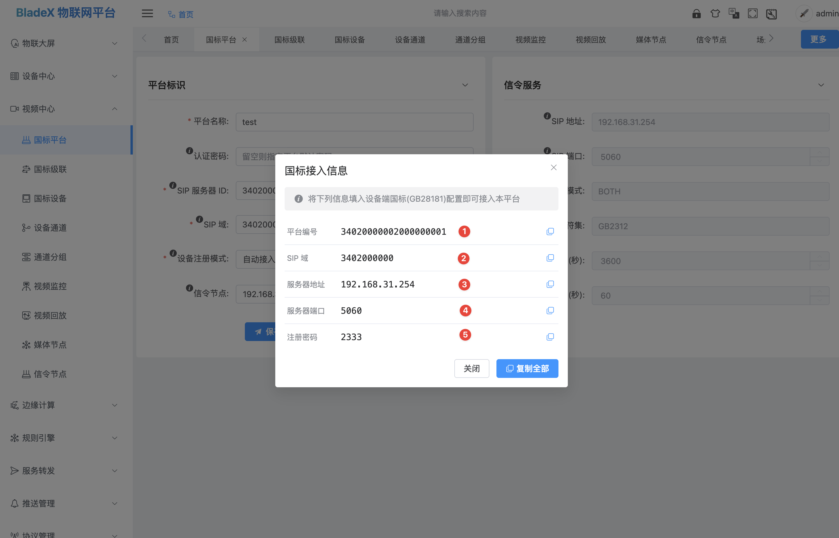 平台侧接入信息